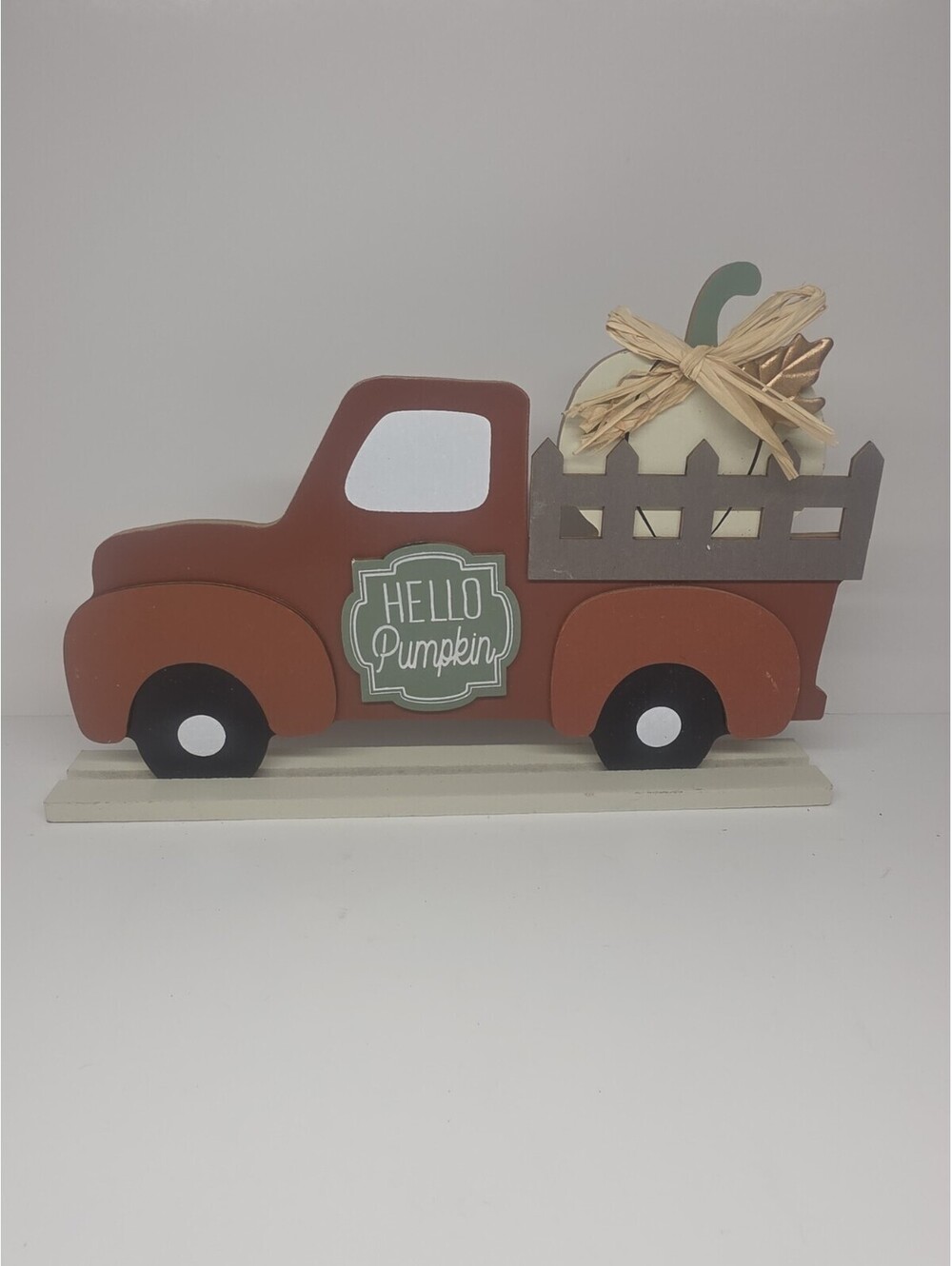Hello Pumpkin Wooden Truck Shelf Sitter Fall Autumn Pumpkin Decor Farmhouse 11x8